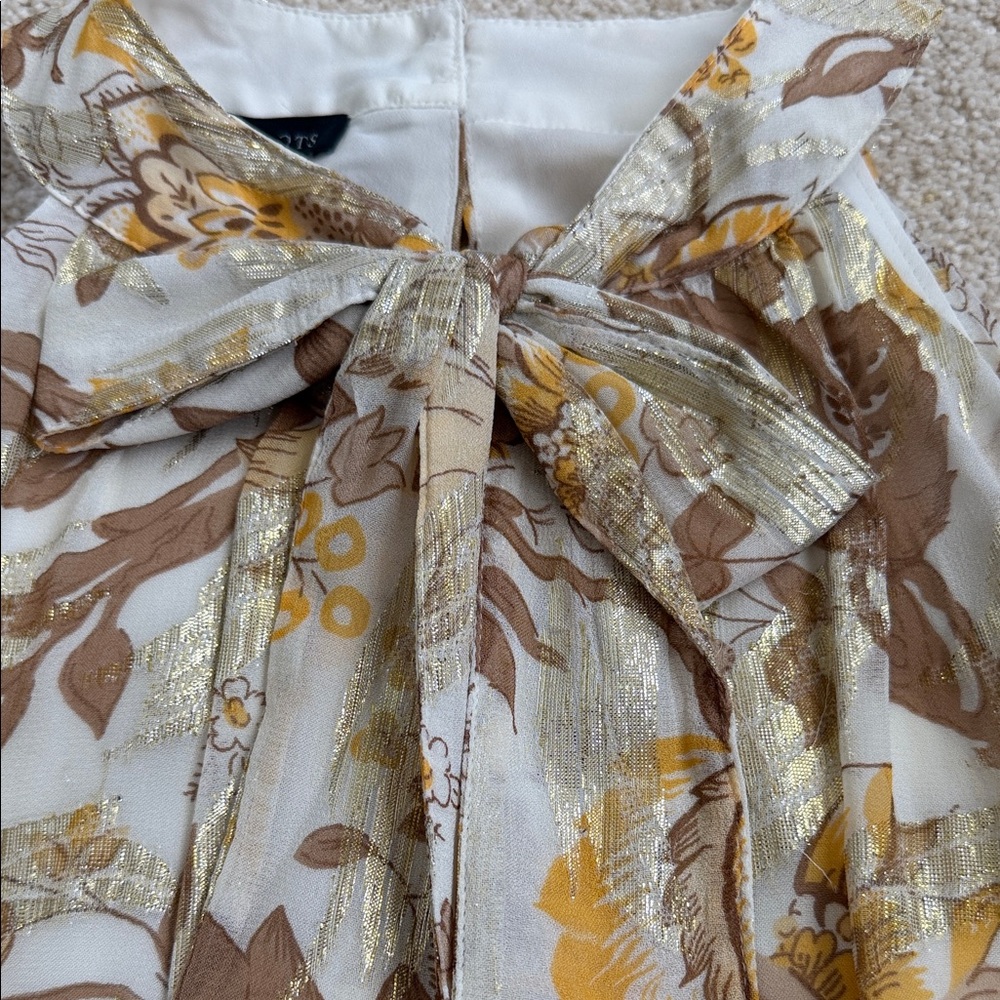 Talbots Floral Blouse - Gold Yellow and Brown - Picture 7 of 7